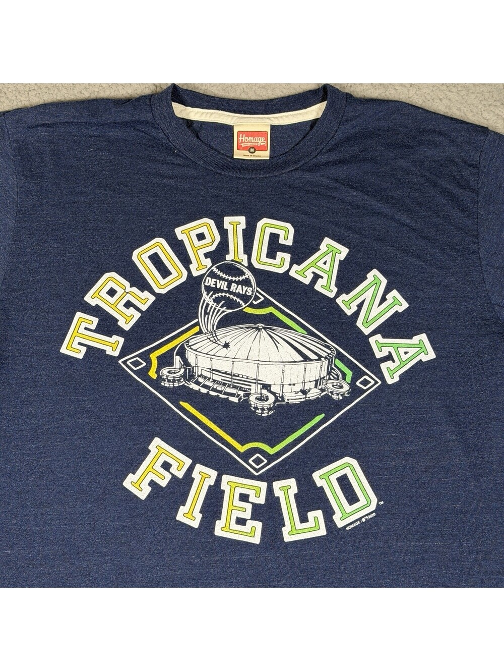 Tampa Bay Rays Tropicana Field Retro T-Shirt Blue Size Medium Devil